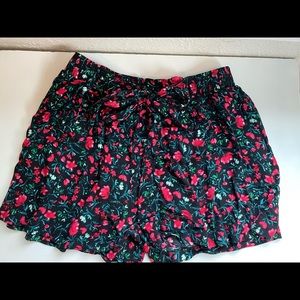 Zara Tie Waist Floral Shorts